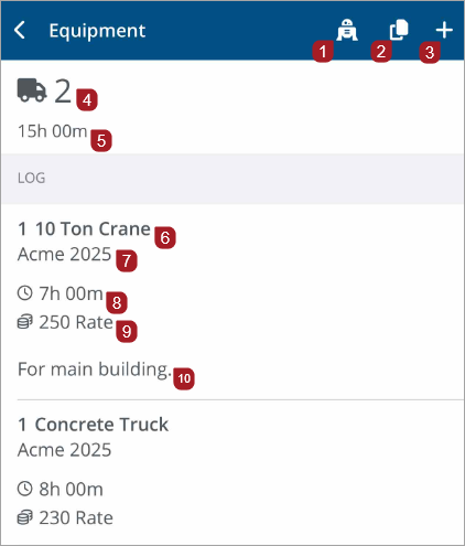 Daily reports equipment log with the AI chatbot