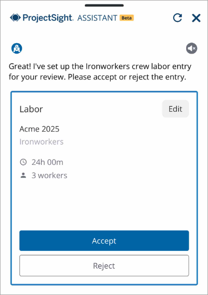 Proposed labor entry