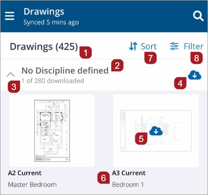 Drawings list view