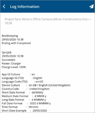 Log Information page