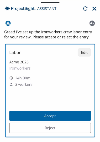 Proposed labor entry
