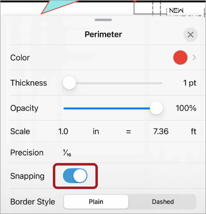 Snapping toggled on in an iOS device