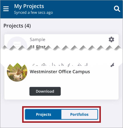 Portfolios toggle My Projects page