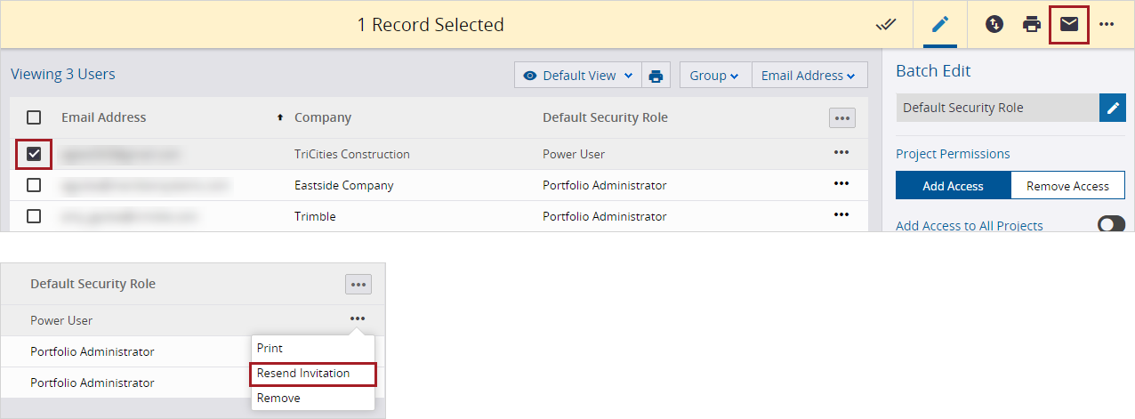 Resend user invitation