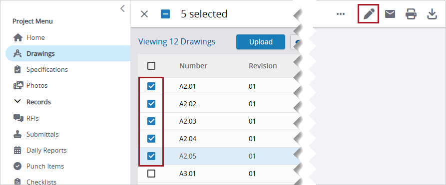 Batch edit button
