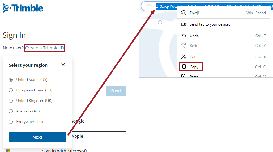 Find link to create account page