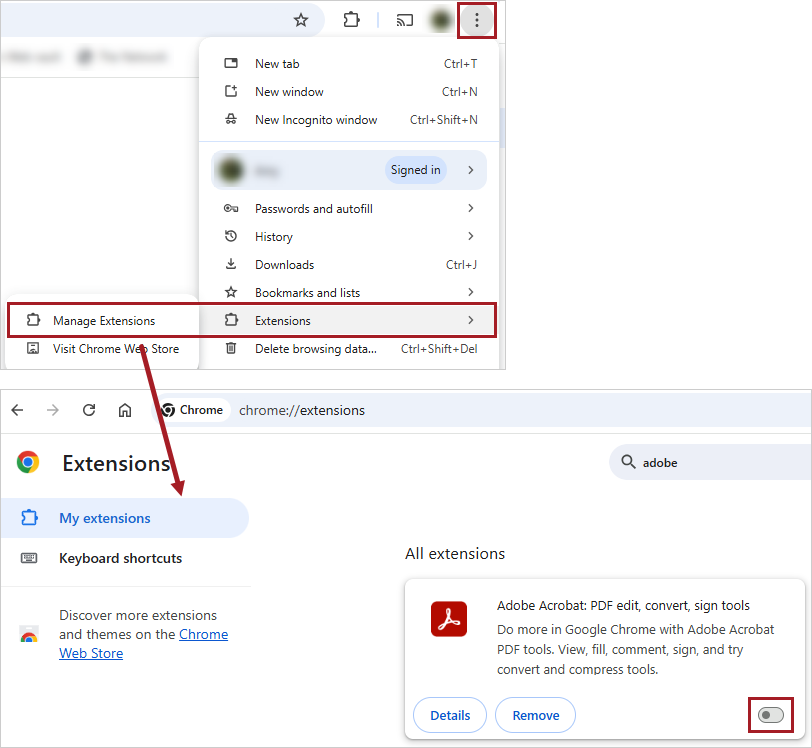Turn off PDF extension