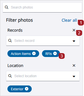 Opciones para quitar filtros de búsqueda
