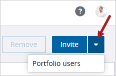Botón para invitar a usuarios del portafolio