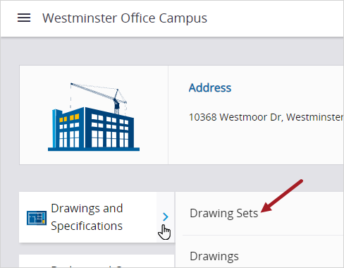 Open drawing sets view