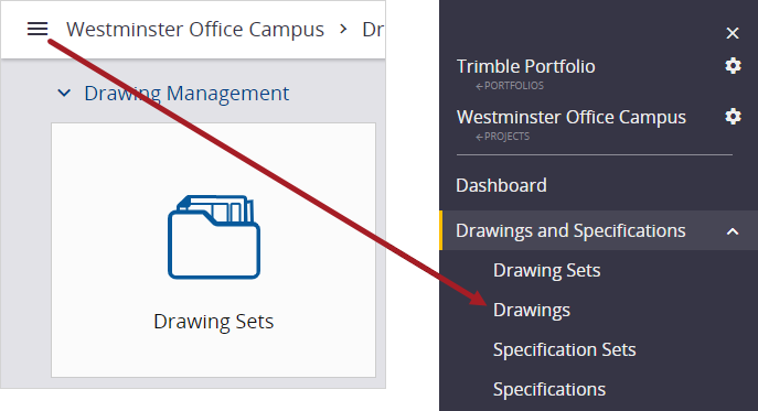 Open drawing sets view