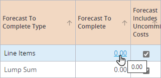 Link to open the Forecast to Complete editor