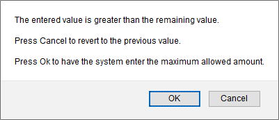 Remaining value message