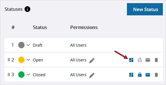 Selected workflow status