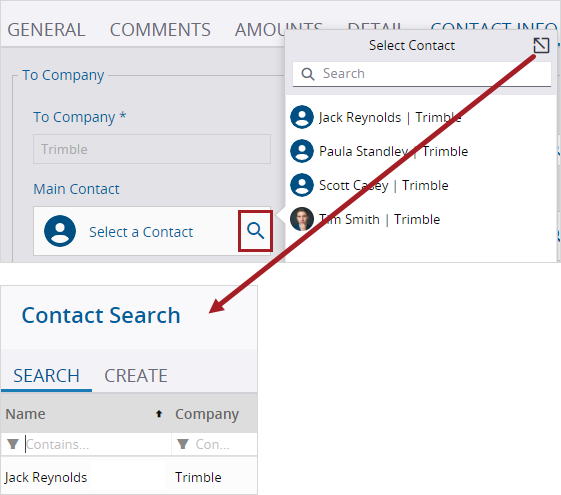 Contact search example