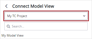 List for selecting Trimble Connect project