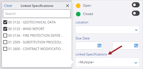 Linked Specifications field