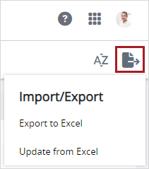 Excel button in settings