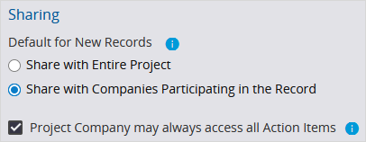 Sharing setting in record settings