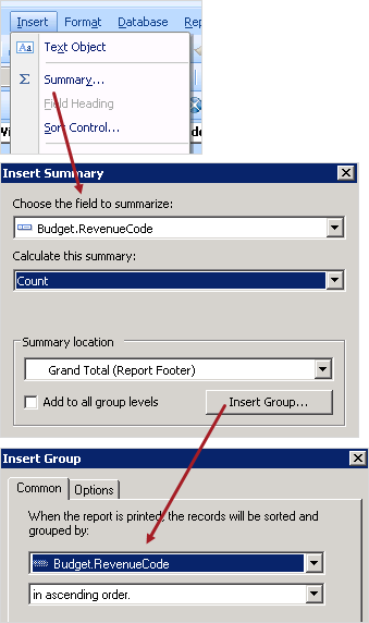 Grouping by revenue code in report file