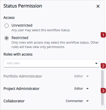 Workflow status permissions