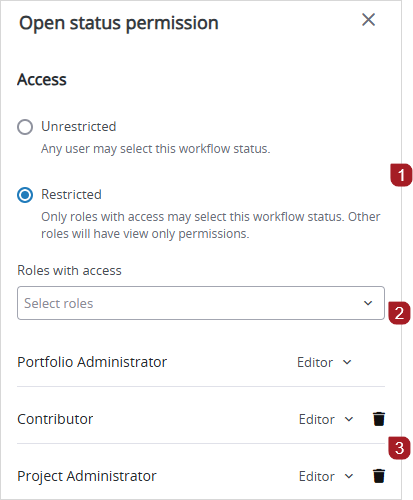 Status permissions