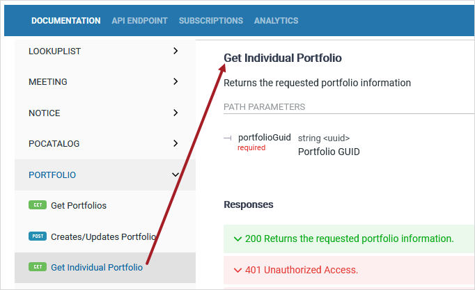 Find endpoint in documentation
