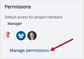 Manage permissions button in Information panel