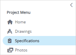 Specifications module in project menu