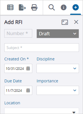 Create panel for RFIs