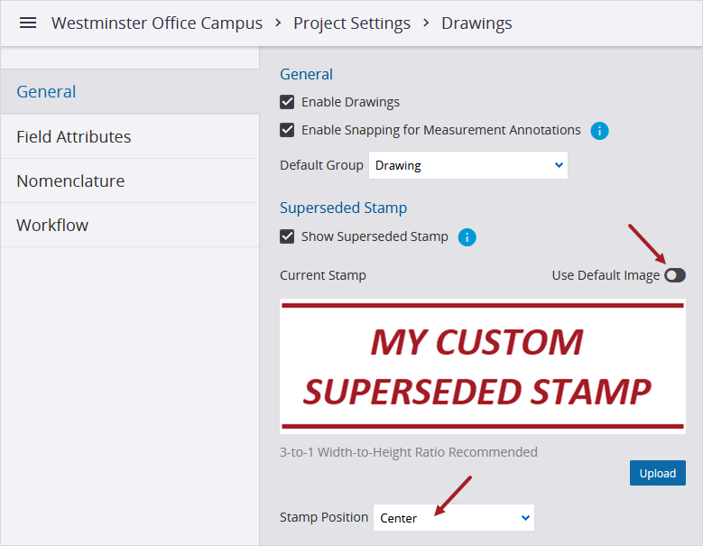 Custom superseded stamp