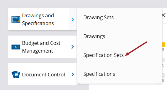 Specification Sets view