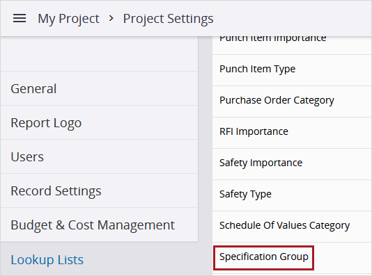 Specification set group