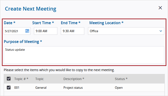 Details for next meeting