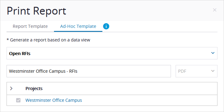 Ad-Hoc Template tab