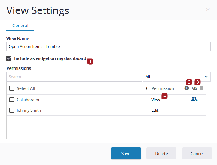 Open view settings