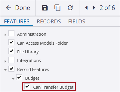 Budget transfer permission