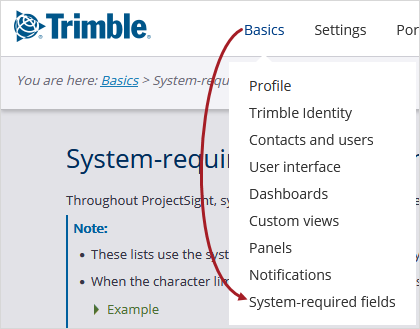 Topic for system-required fields