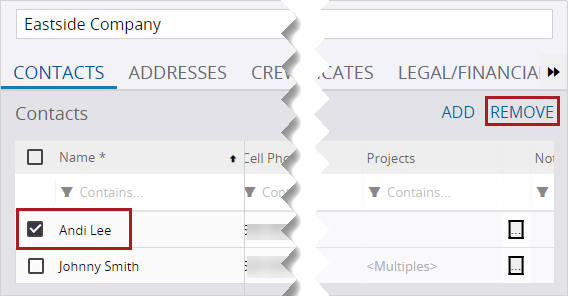 Remove company contact