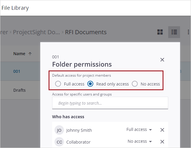 Read only folder permission