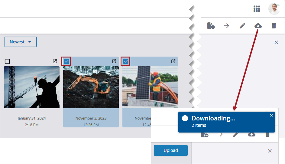 Download selected photos