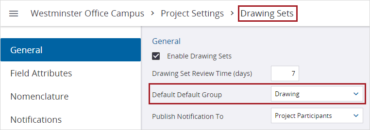 Default group for drawings