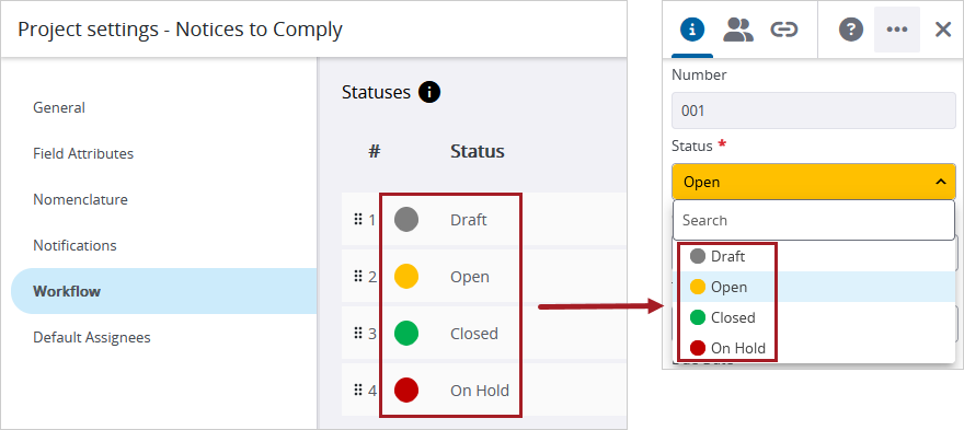 Workflow status color in list