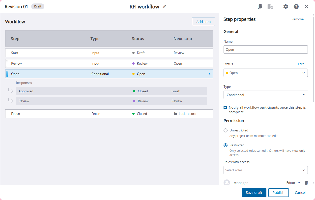 Workflow template with multiple steps