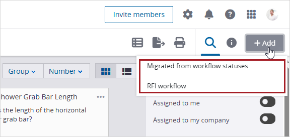 Workflow templates for RFIs