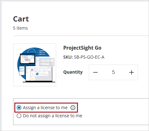 Option to assign a license to me