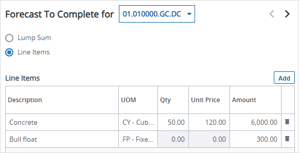 Line item examples