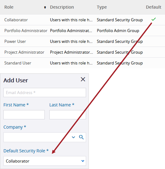 Default security role in grid