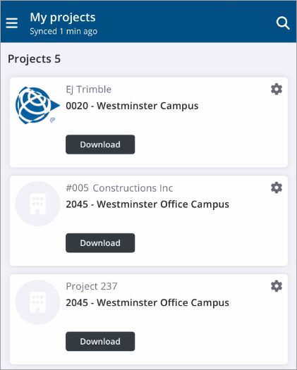 Project card in the project list 