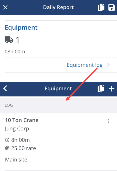Daily Report Equipment